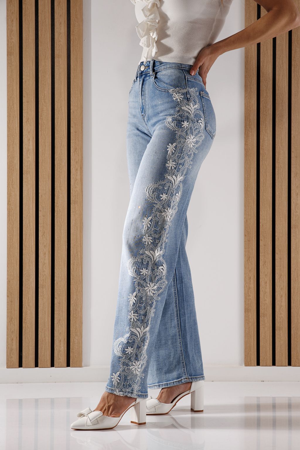 Blugi Wide Leg Dama Kenya Albastri #A1354