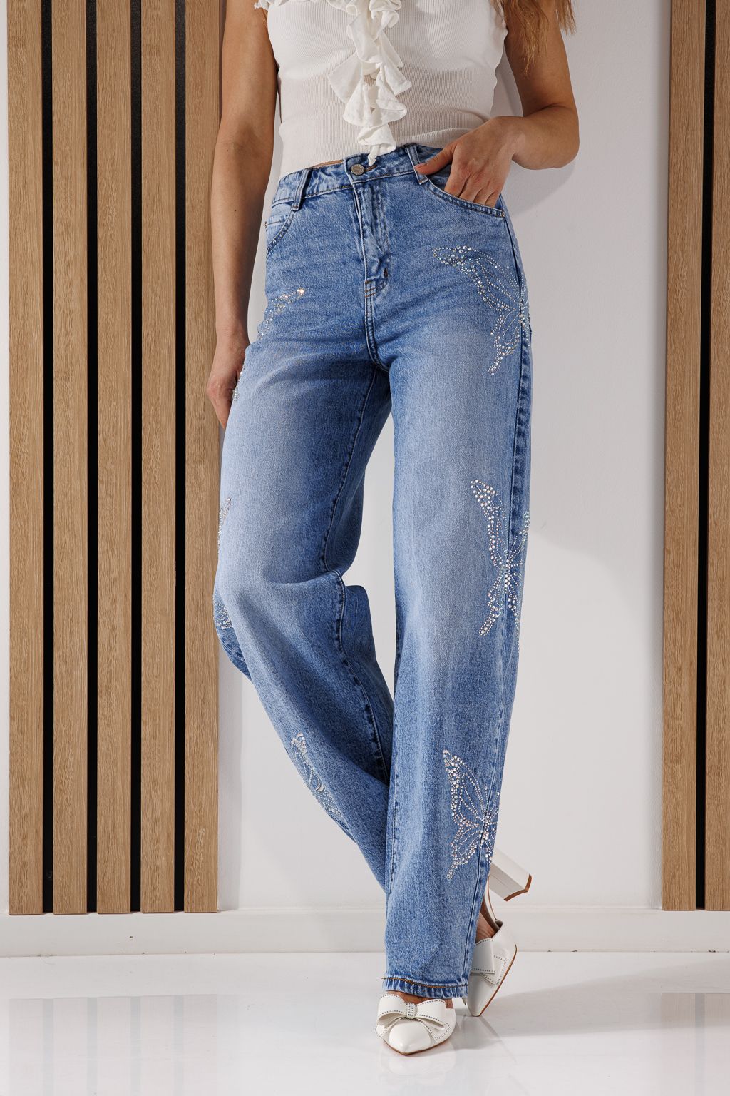 Blugi Evazati Dama Isabel Albastri #A1349