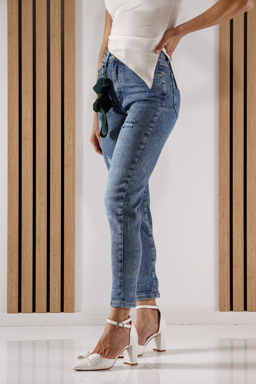 Blugi Baggy Fit Dama Andreea Albastri #A1353