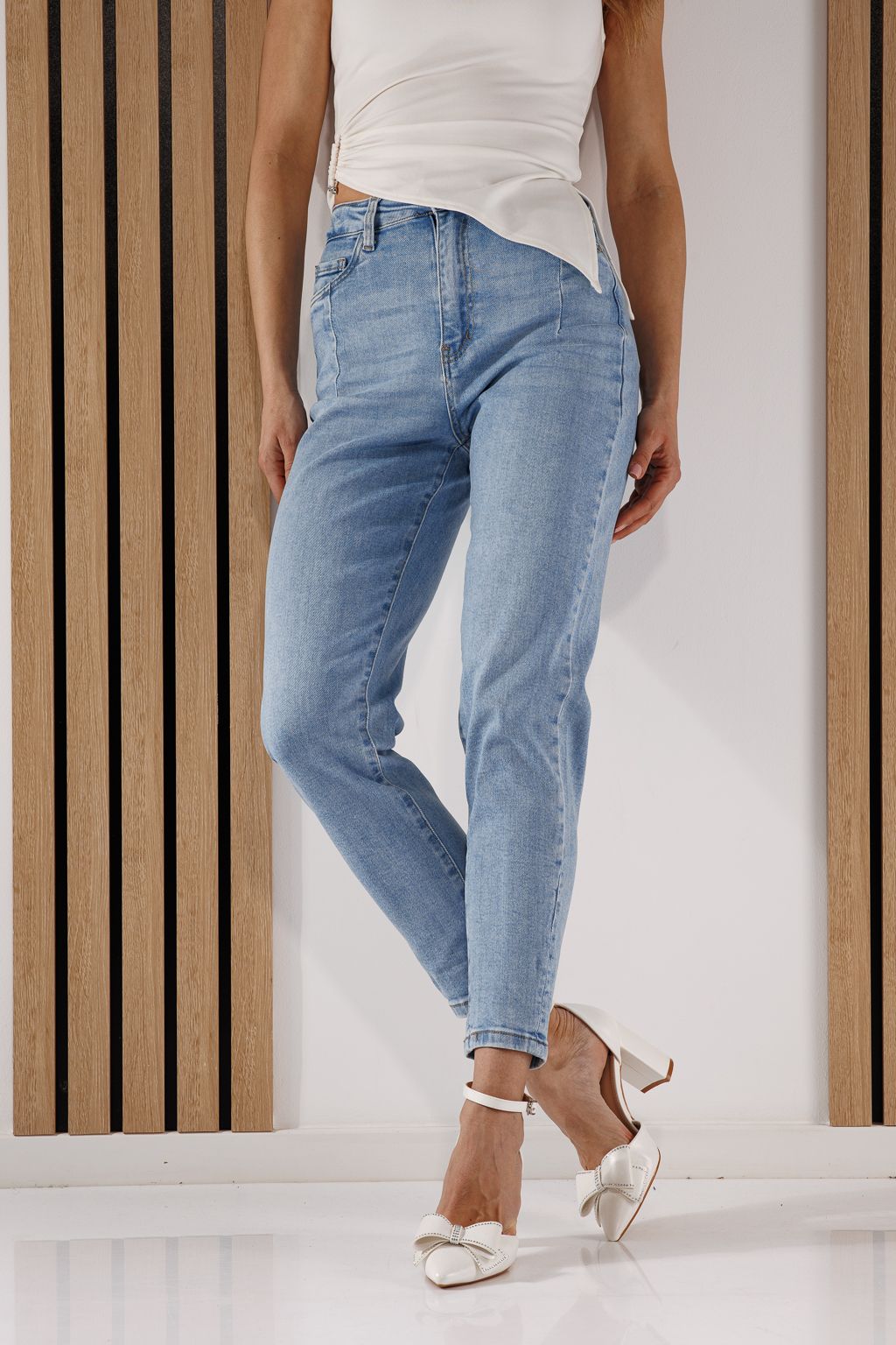 Blugi Baggy Fit Dama Flori Albastri #A1352