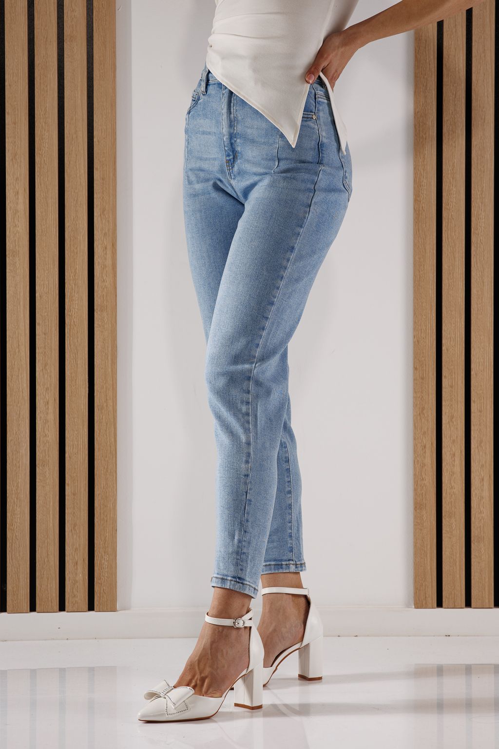 Blugi Baggy Fit Dama Flori Albastri #A1352