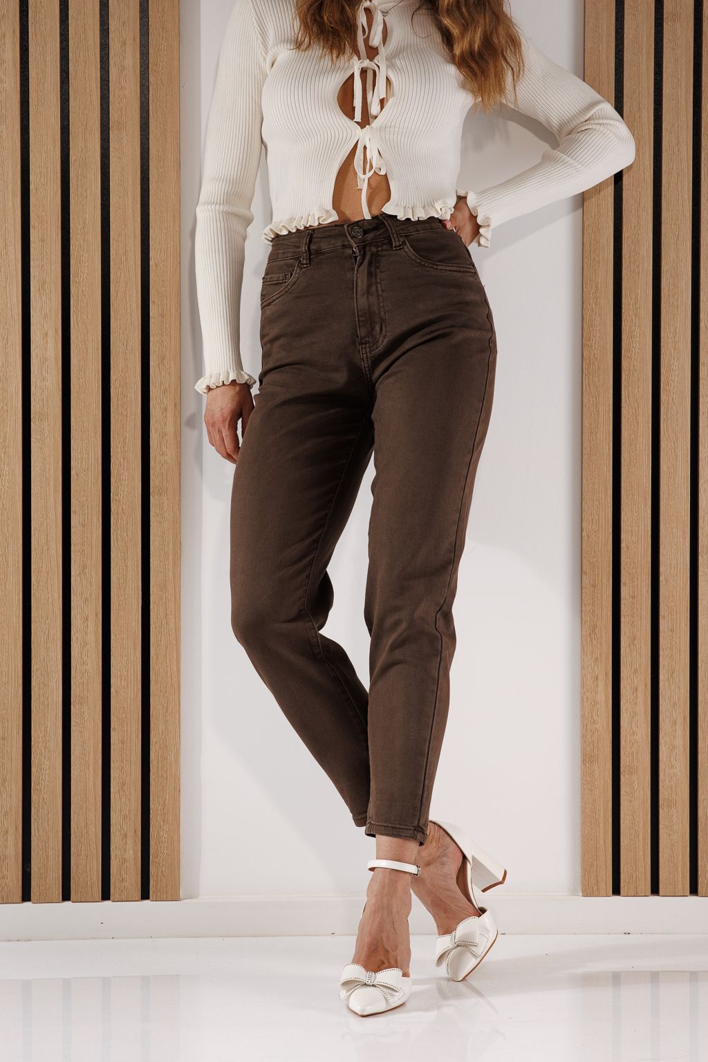 Blugi Baggy Fit Dama Elena Khaki #A1372