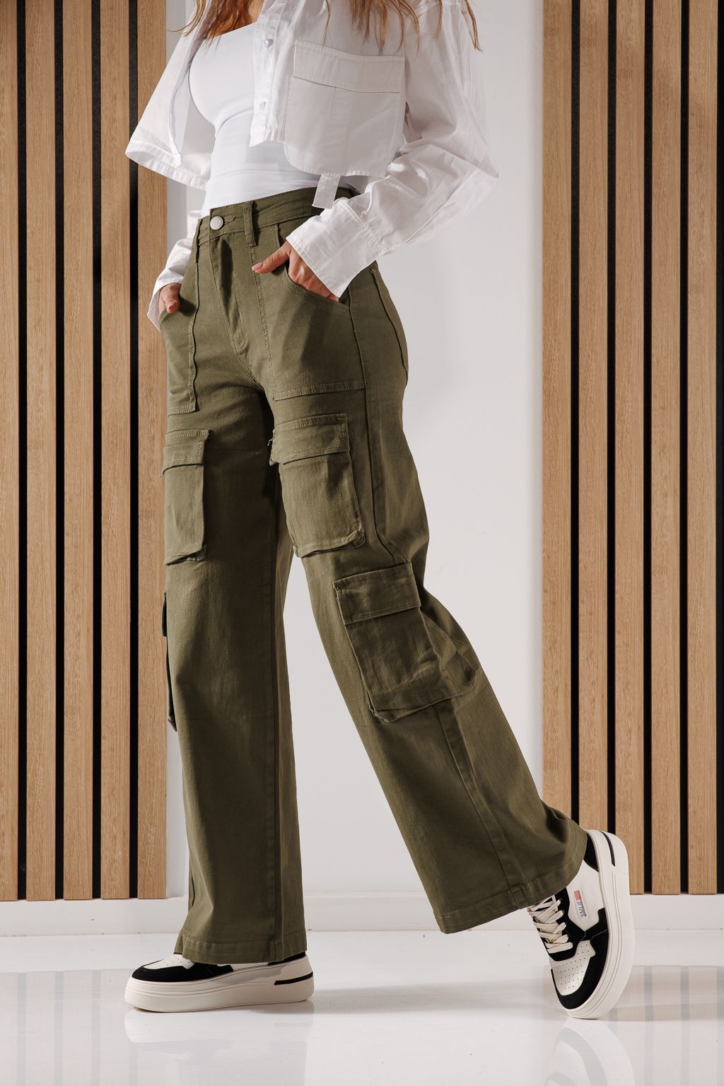 Blugi Tip Cargo Dama Miki Khaki #A642