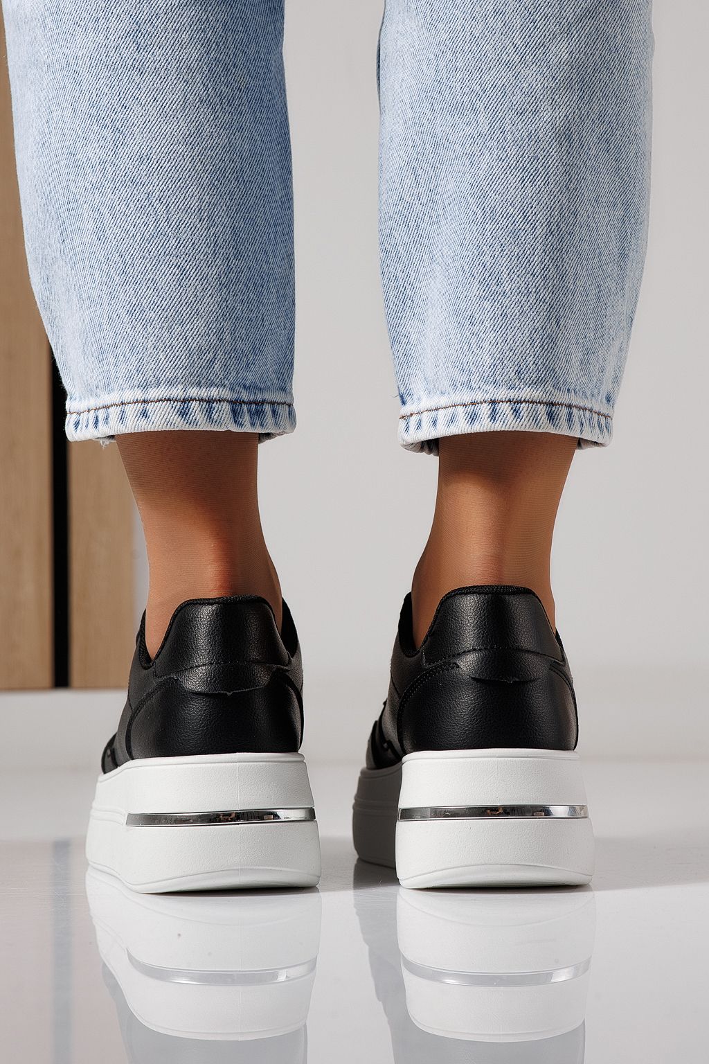 Adidasi dama negri din piele ecologica Sofia #24391