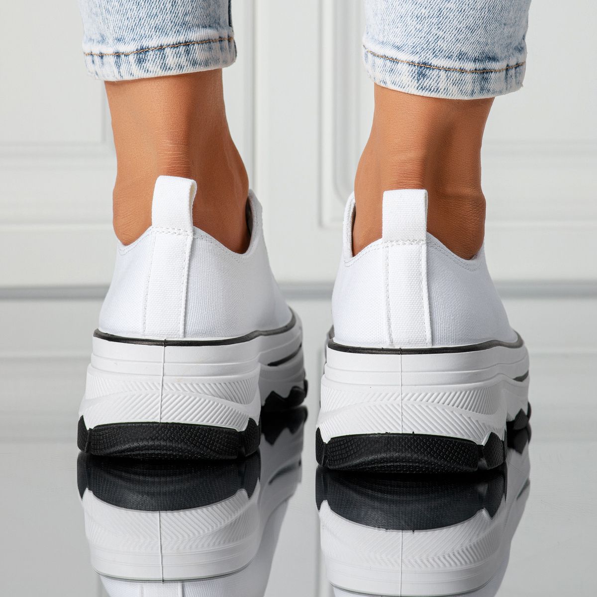 Adidasi dama albi din material textil Zoe #24486