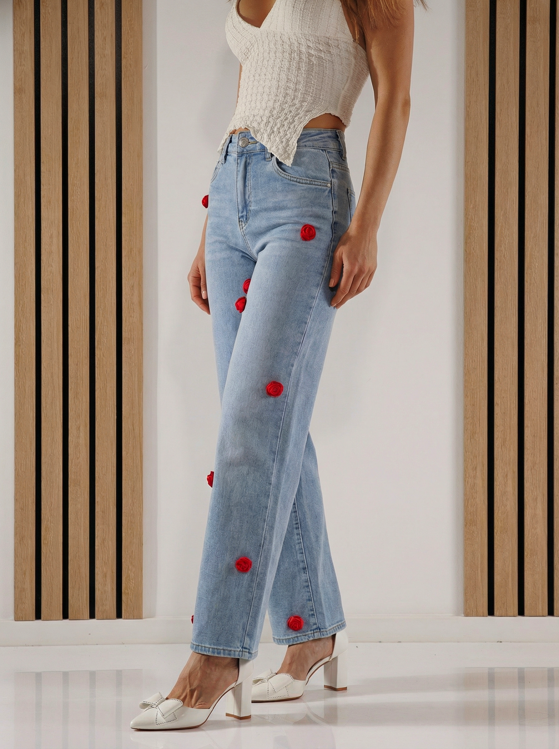 Blugi Wide Leg Dama Lorete Albastri #A1387