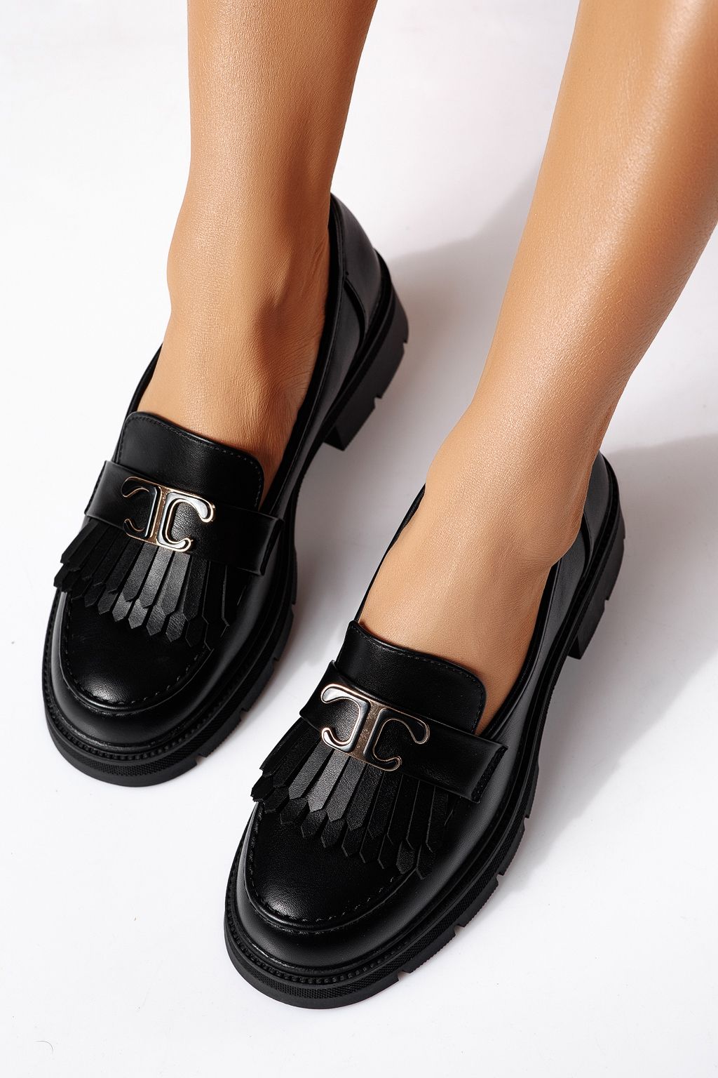 Pantofi casual dama negri din piele ecologica Galia #24444