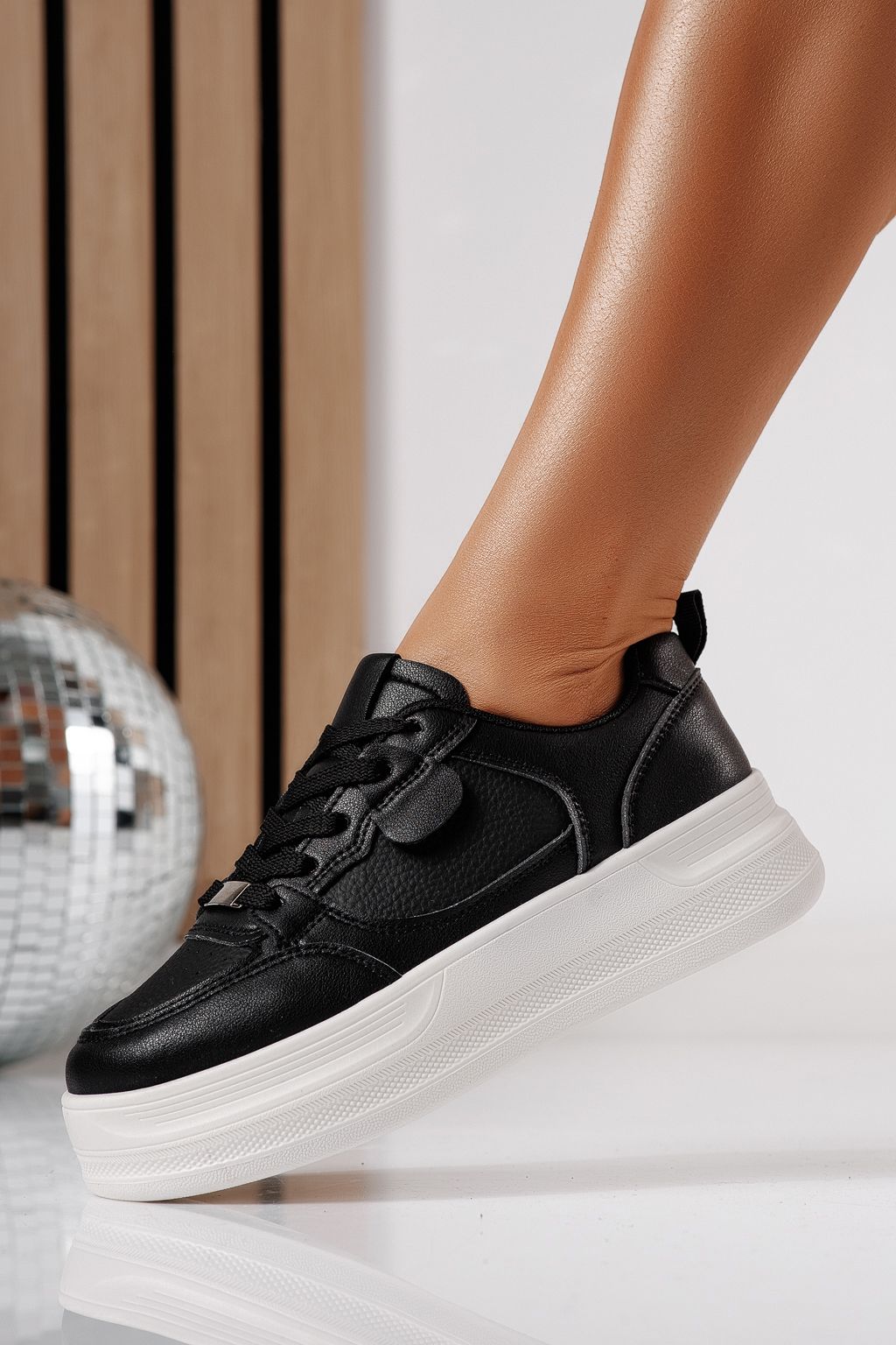 Adidasi dama negri din piele ecologica Adna #24410