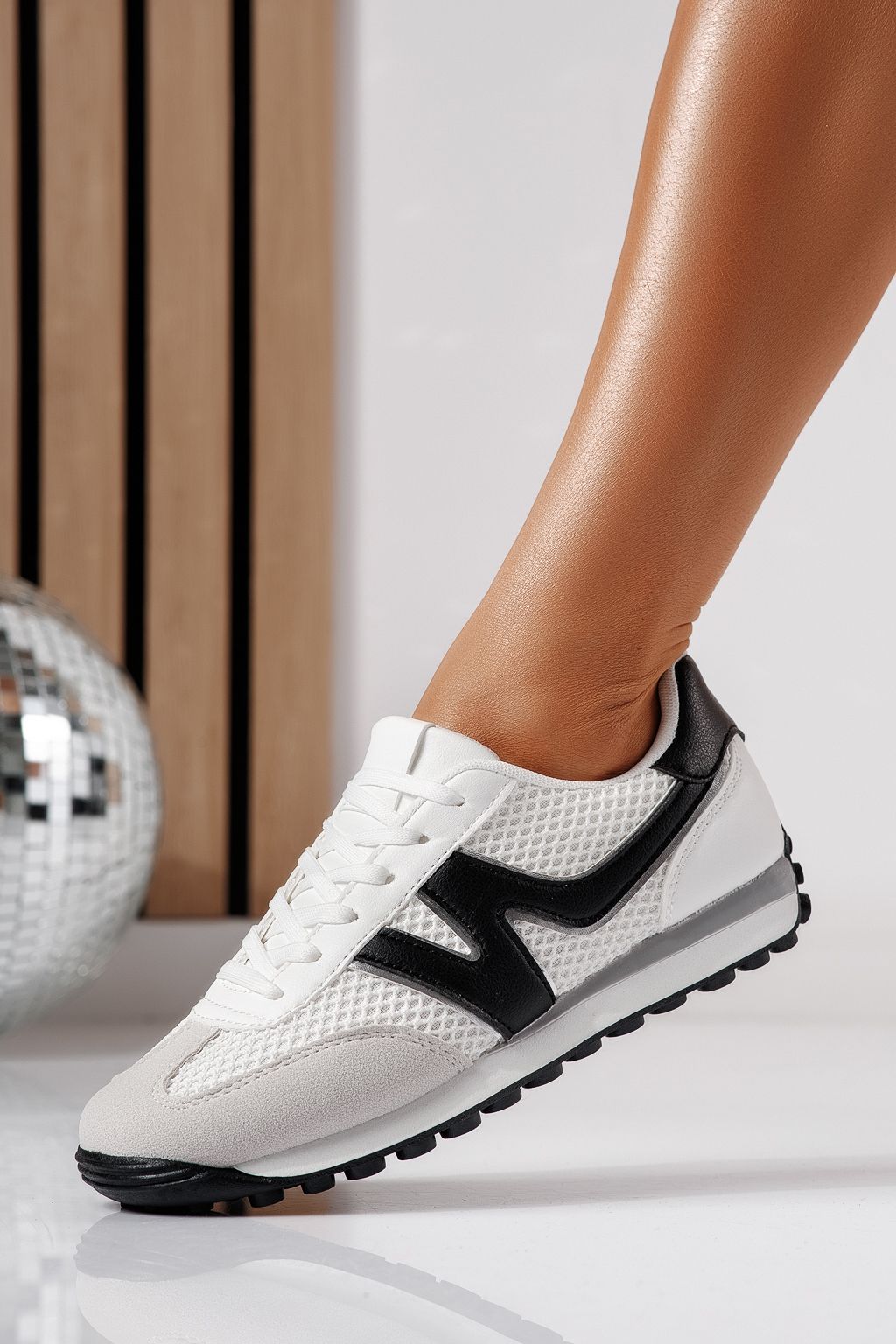 Adidasi dama albi din piele ecologica Federica #24472