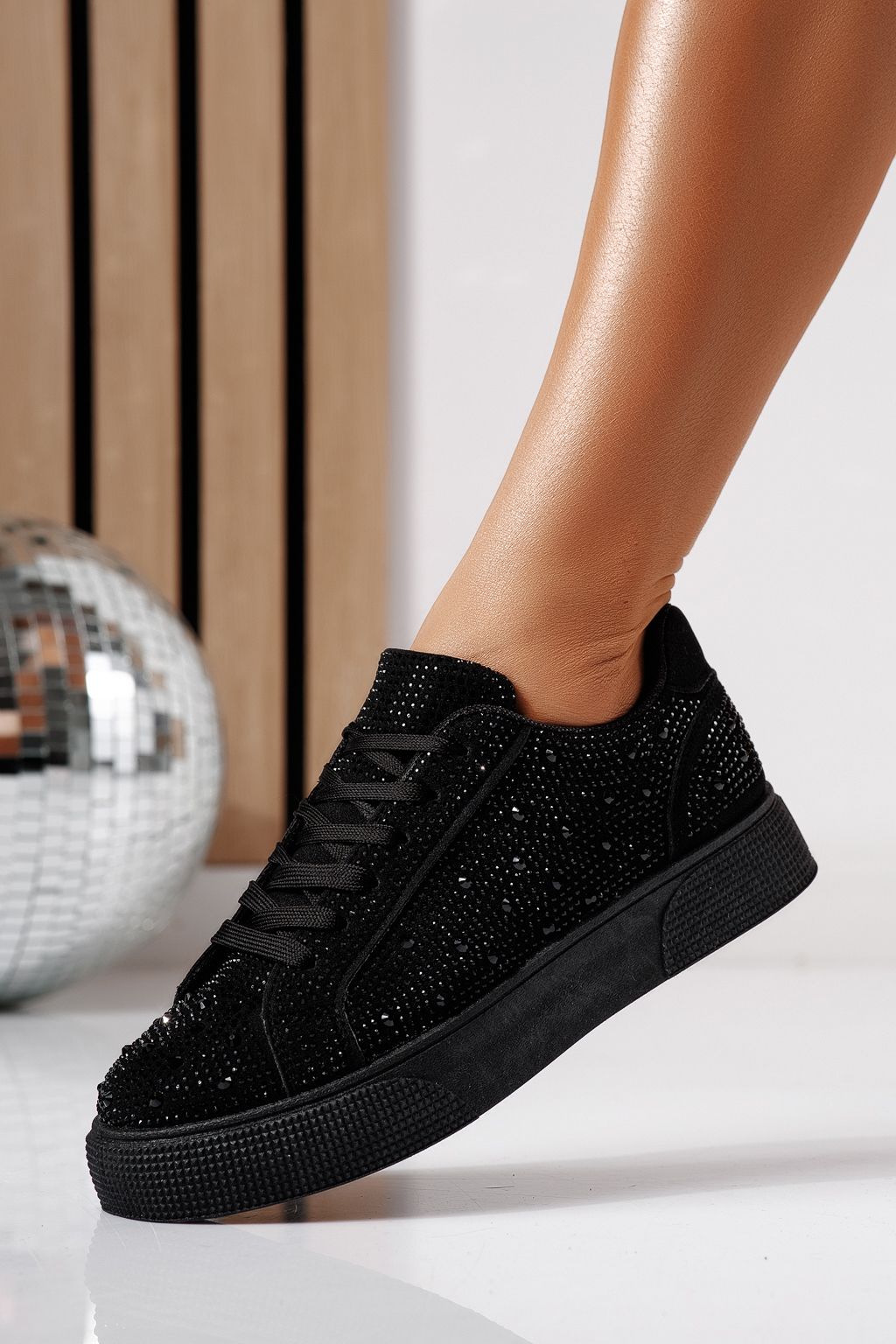 Adidasi dama negri din piele ecologica intoarsa Lorete #24478