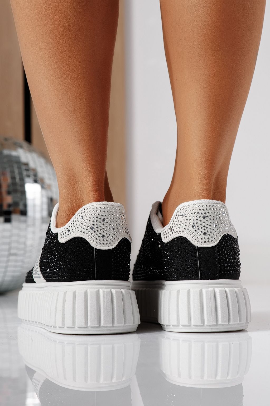 Adidasi dama negri din piele ecologica intoarsa Loris #24401