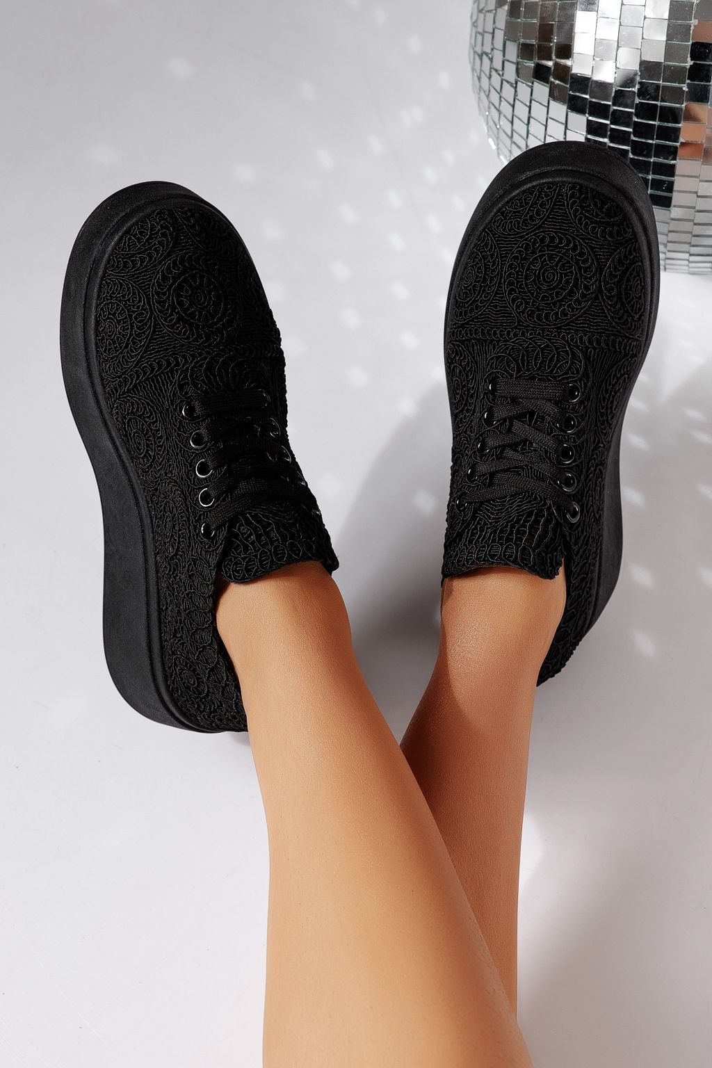 Adidasi dama negri din material textil Loretta #24492