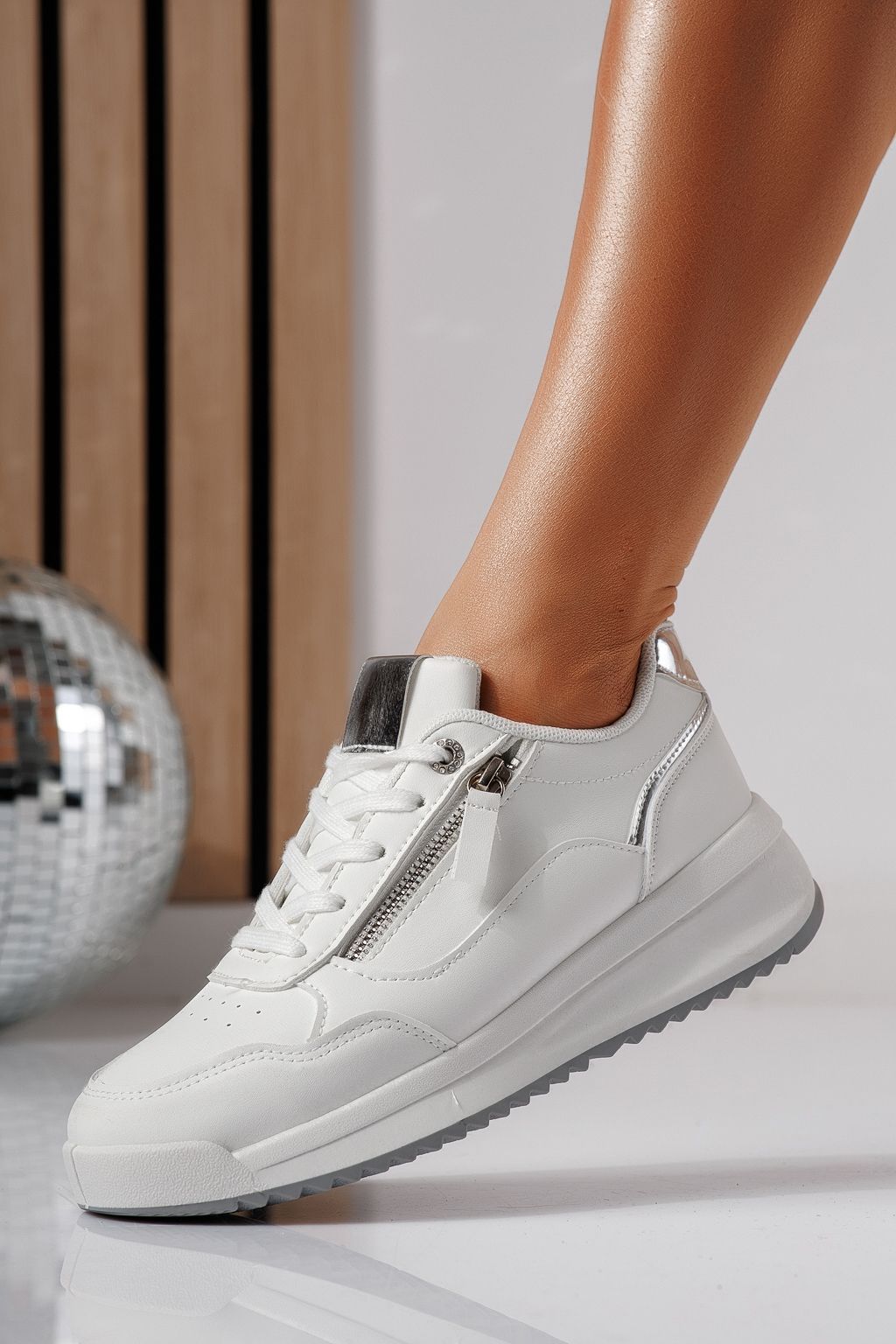 Adidasi dama gri din piele ecologica Alana #24416