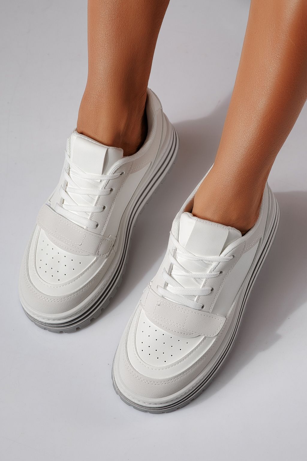 Adidasi dama gri din piele ecologica Tabitha #24455