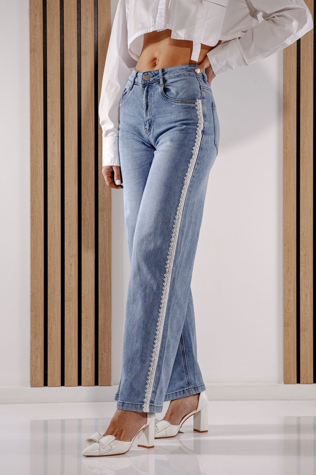 Blugi Wide Leg Dama Anuva Albastri #A1384