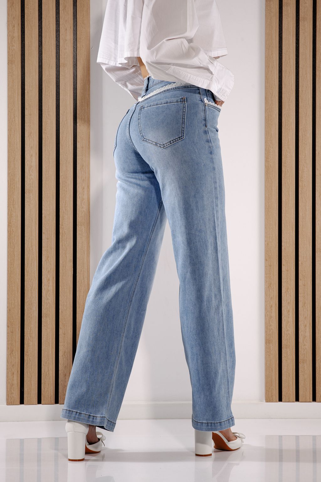 Blugi Wide Leg Dama Calina Albastri #A1386