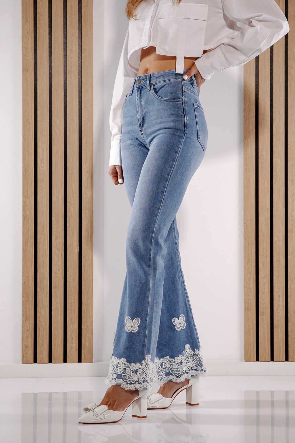 Blugi Evazati Dama Ayane Albastri #A1375