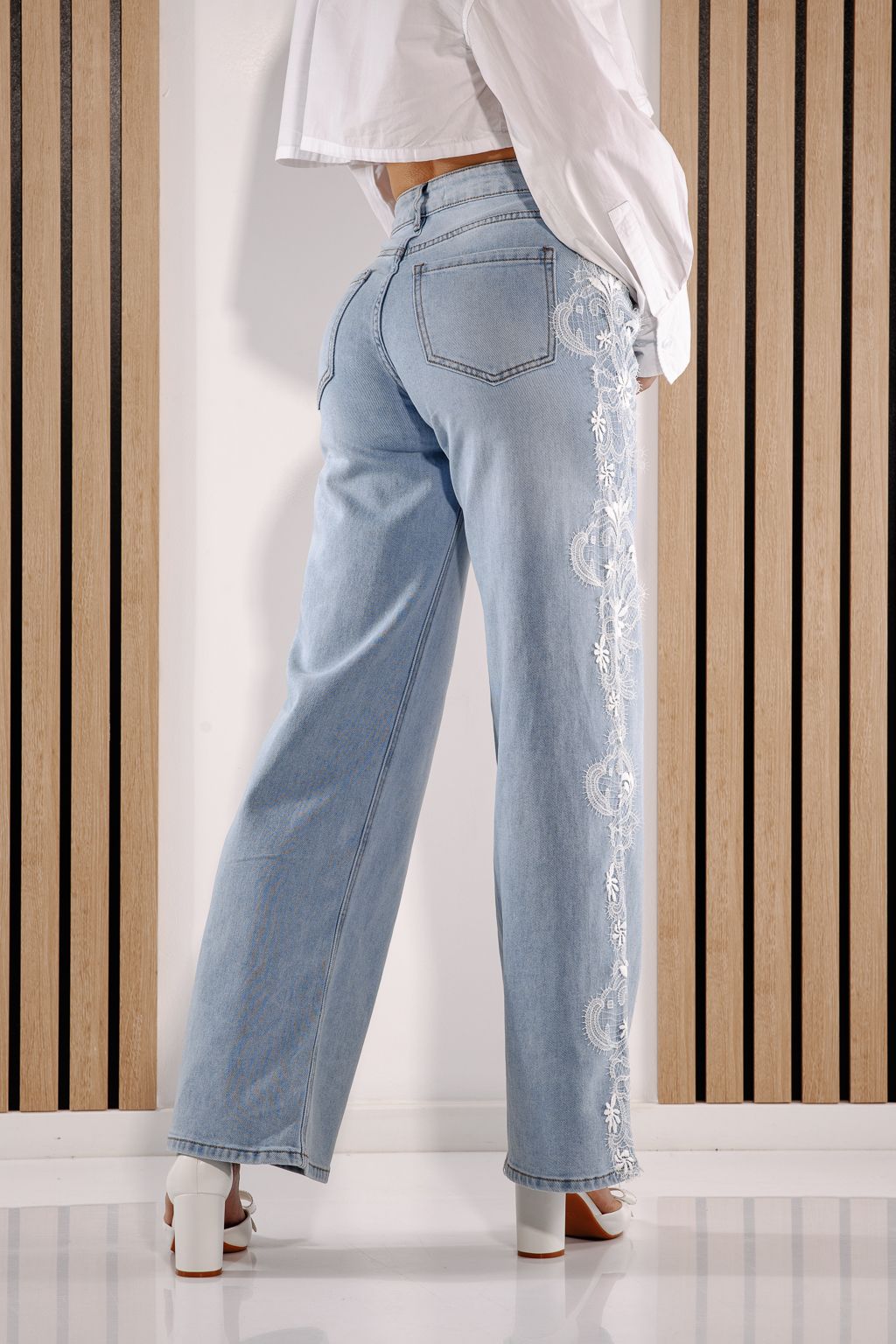 Blugi Wide Leg Dama Calina Albastri #A1385