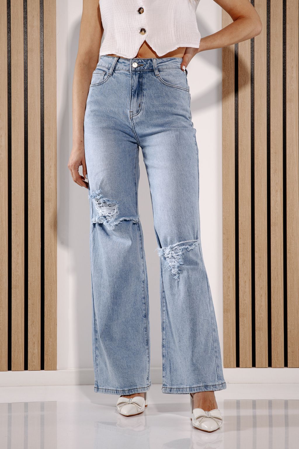 Blugi Wide Leg Dama Elida Albastri #A1378