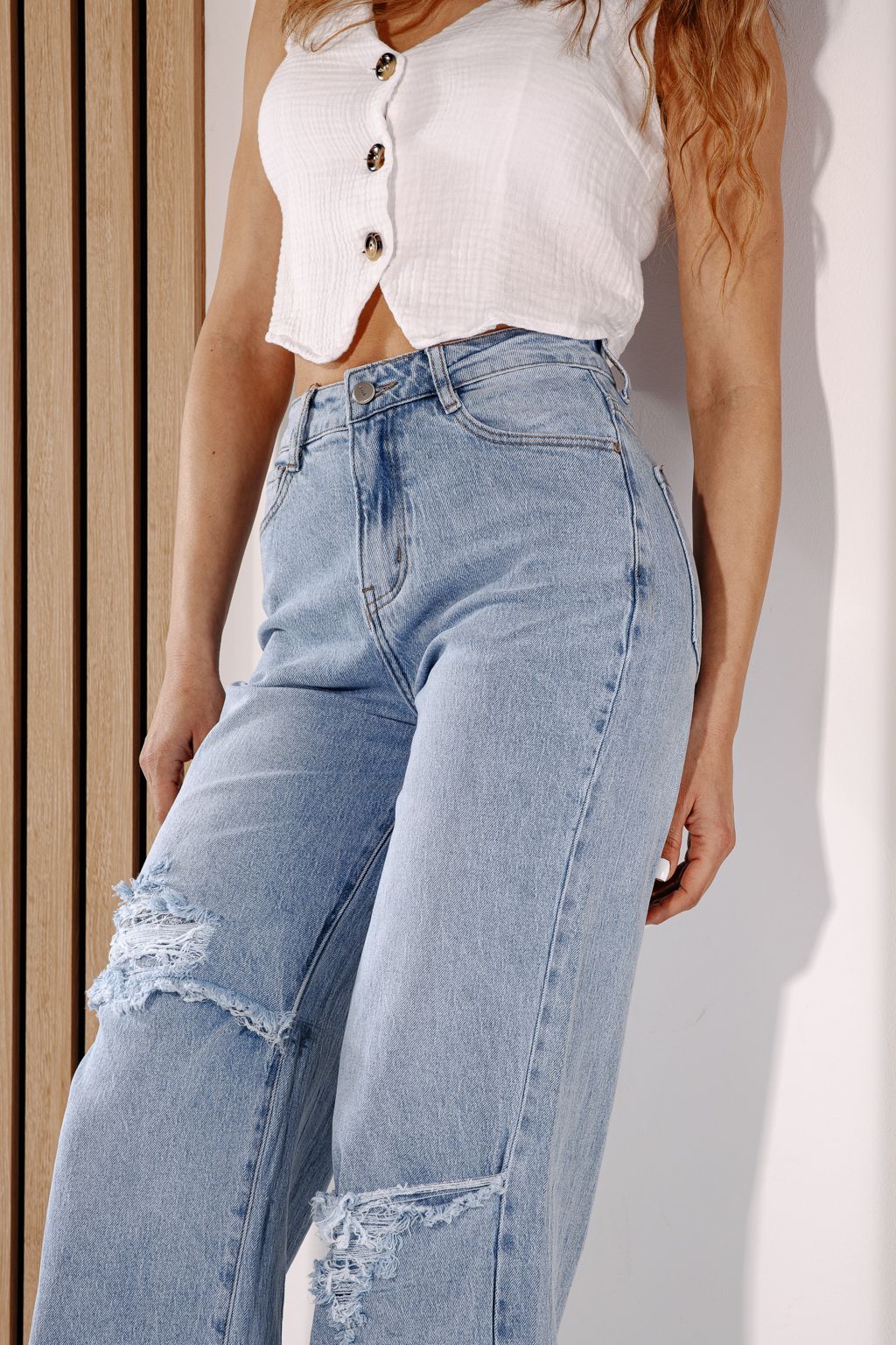 Blugi Wide Leg Dama Elida Albastri #A1378