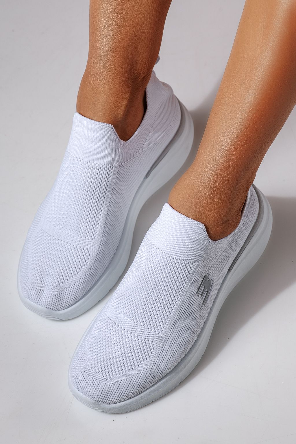 Adidasi dama albi din material textil Alona #24460