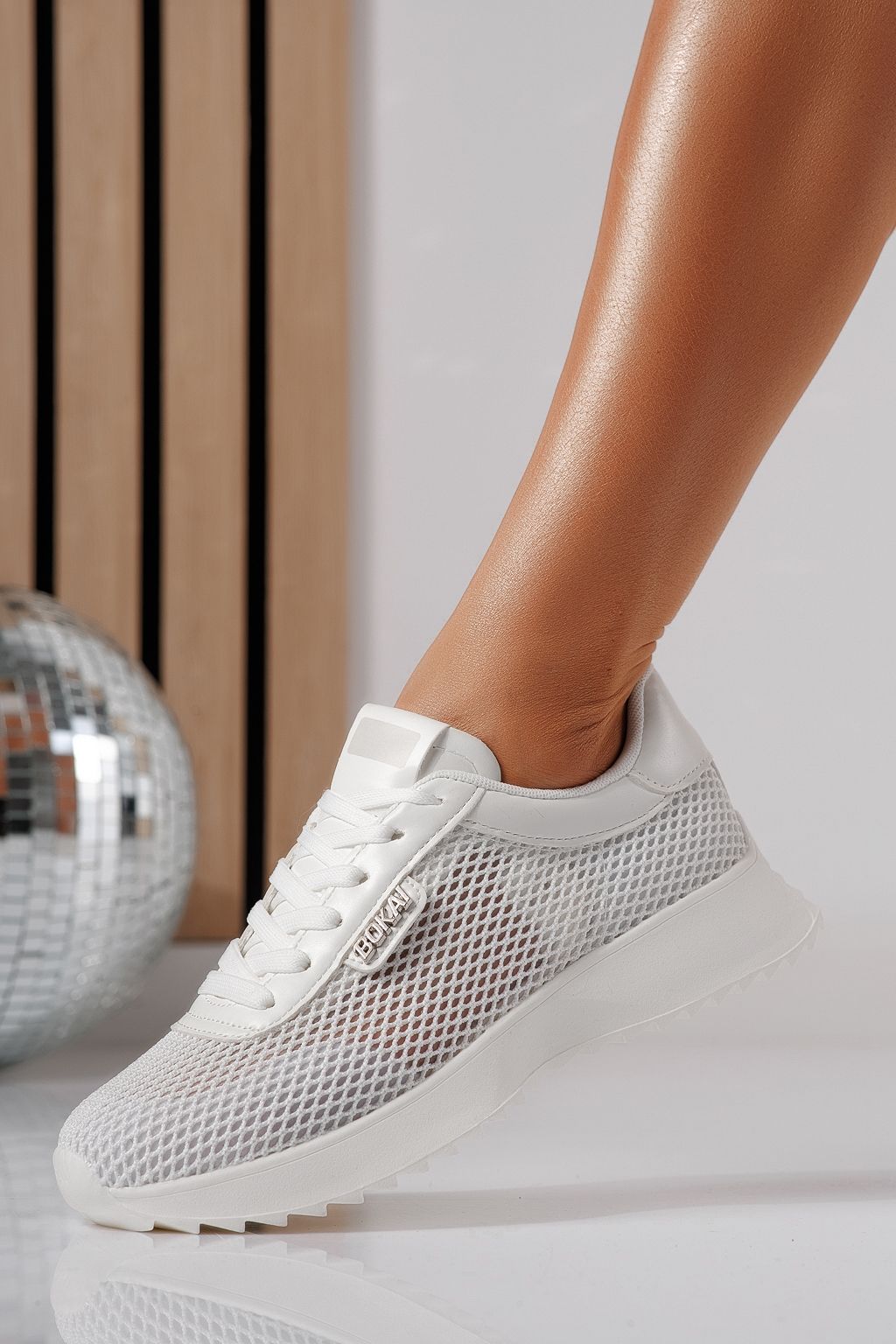 Adidasi dama albi din material textil Elah #24463