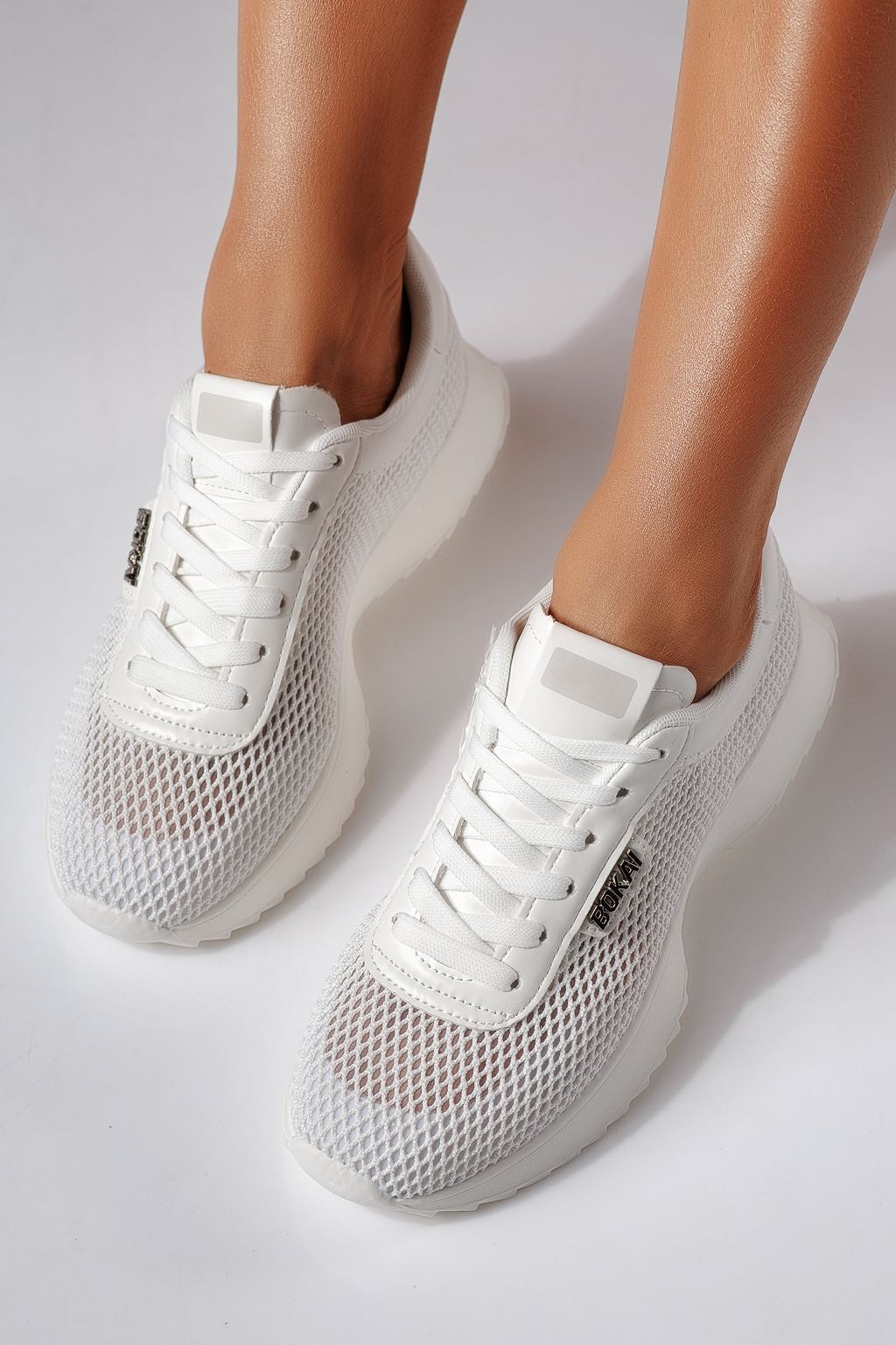 Adidasi dama albi din material textil Elah #24463