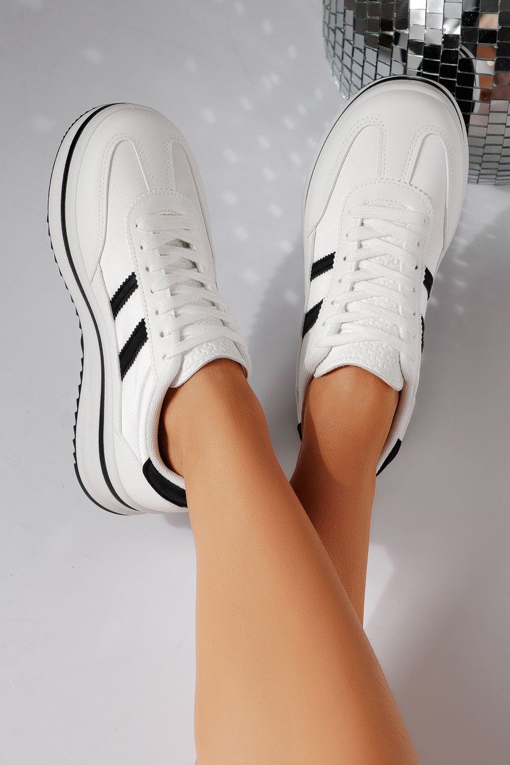 Adidasi dama albi din piele ecologica Diana2 #24476