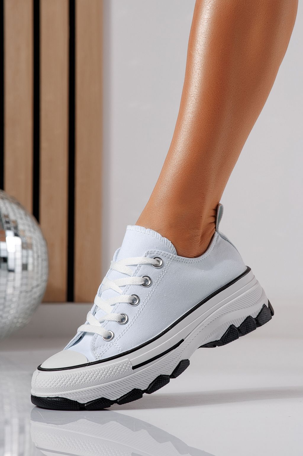 Adidasi dama albi din material textil Zoe #24486