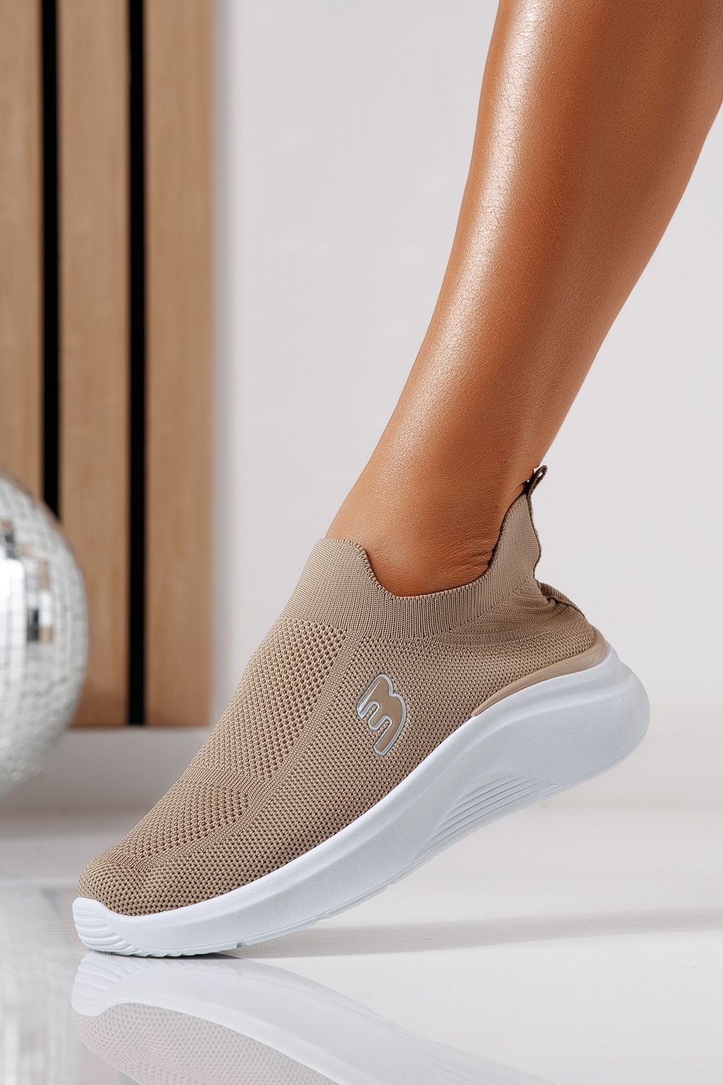 Adidasi dama khaki din material textil Alona #24458