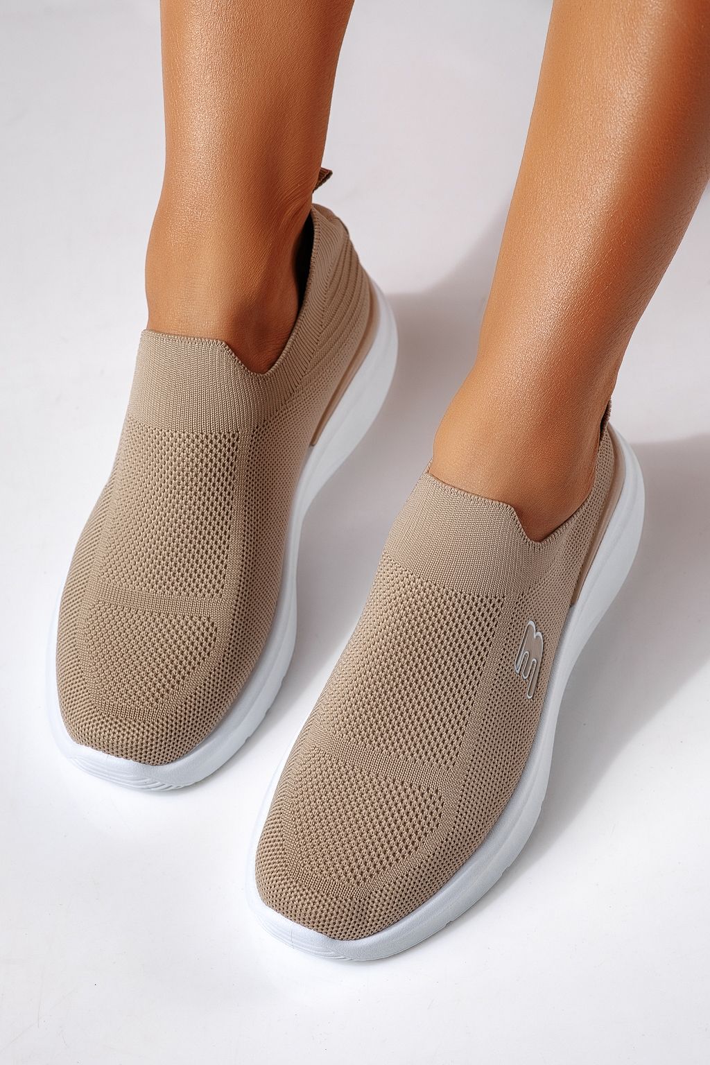 Adidasi dama khaki din material textil Alona #24458