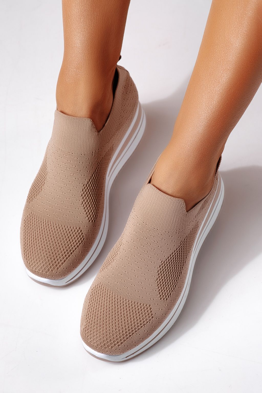 Adidasi dama khaki din material textil Fausta #24469