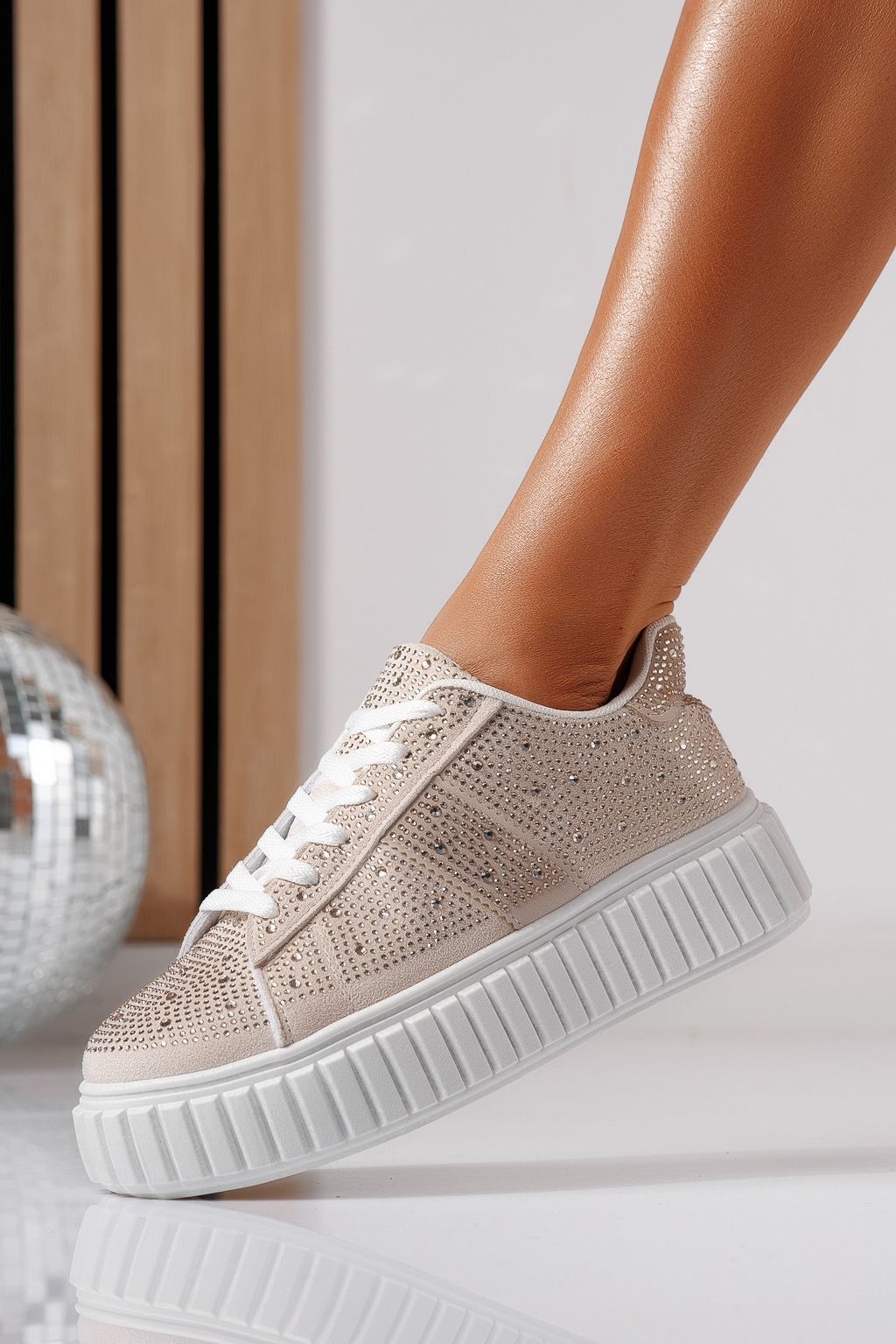 Adidasi dama bej din piele ecologica intoarsa Loris #24402