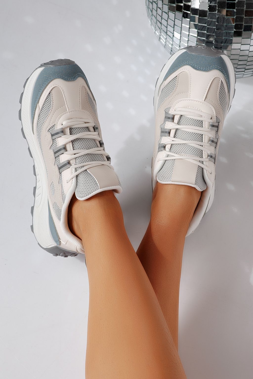 Adidasi dama gri din material textil Agatha #24413