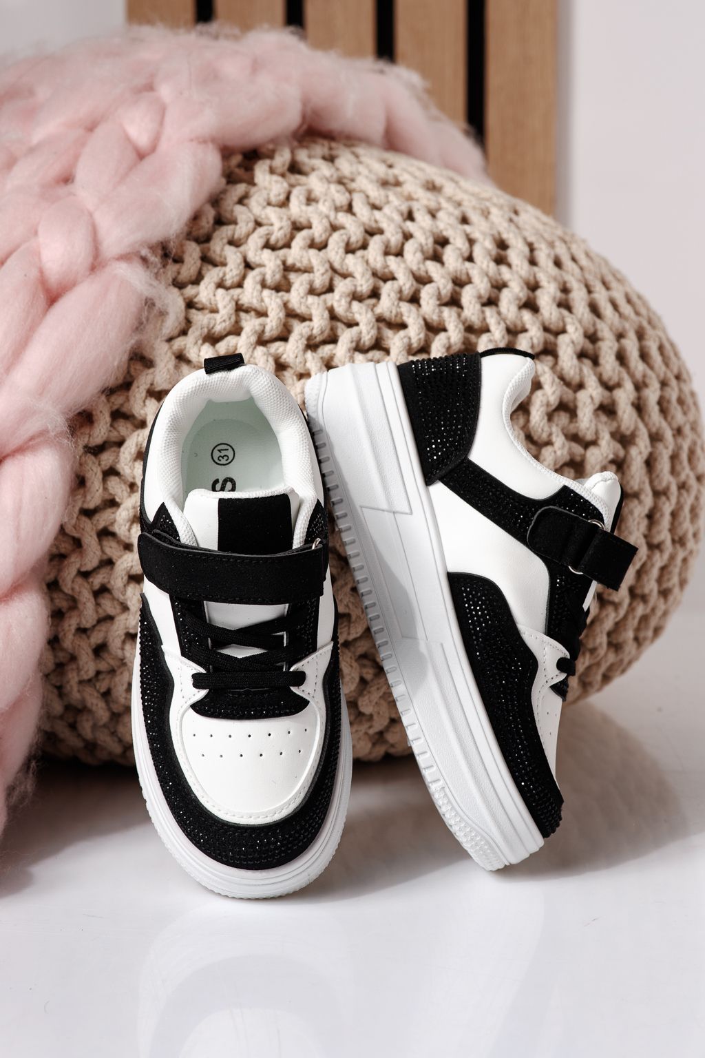 Adidasi copii albi din piele ecologica Aris #24396