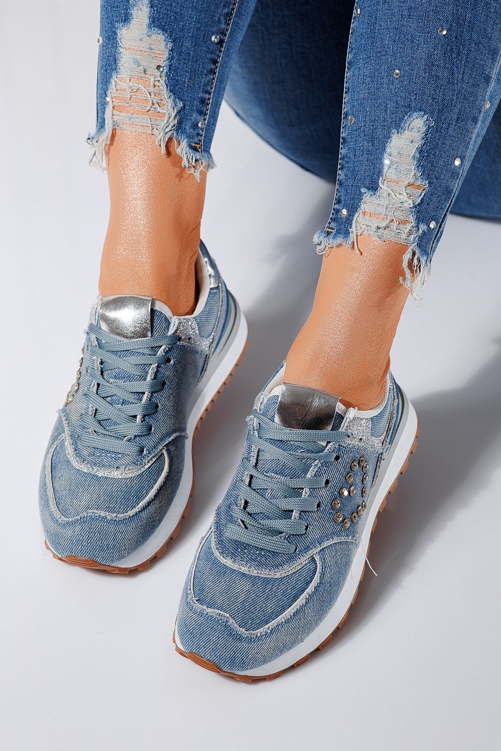 Adidasi dama albastri din material textil Elsa #24496