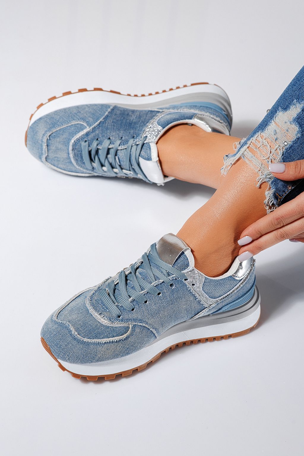 Adidasi dama albastri din material textil Elsa #24496