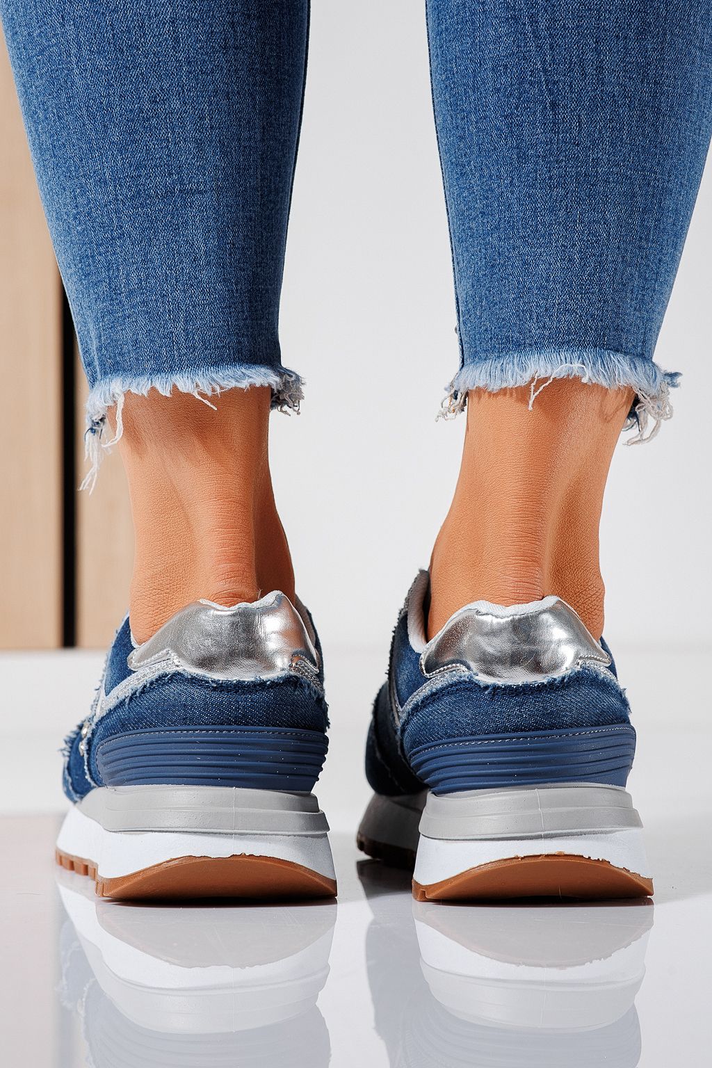 Adidasi dama albastri din material textil Elsa #24497