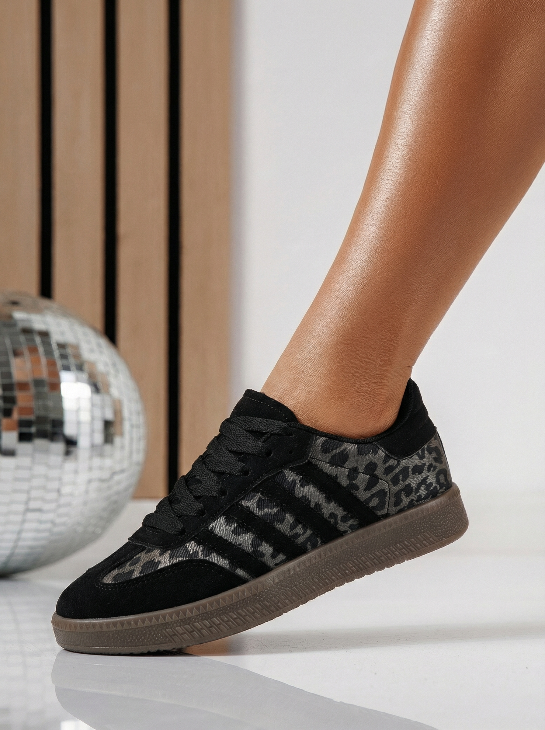 Adidasi dama negri din piele ecologica intoarsa Liza #24502