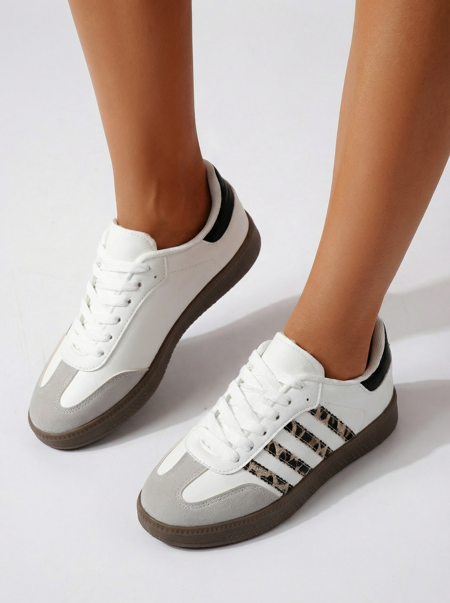 Adidasi dama albi din piele ecologica intoarsa Liza #24504