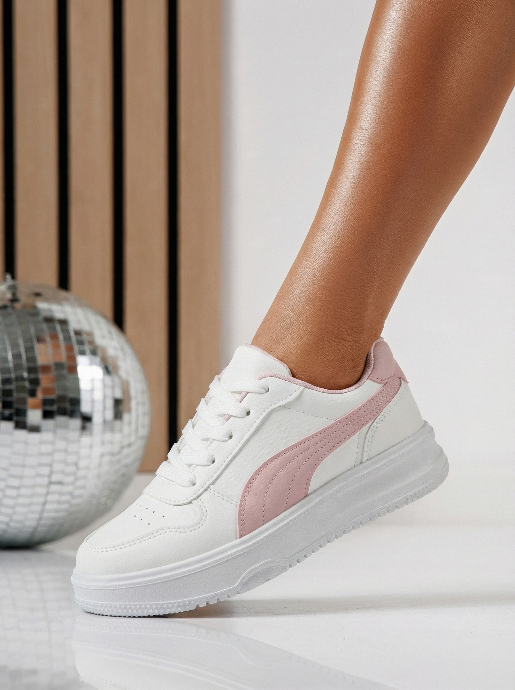 Adidasi dama roz din piele ecologica Natalia #24501