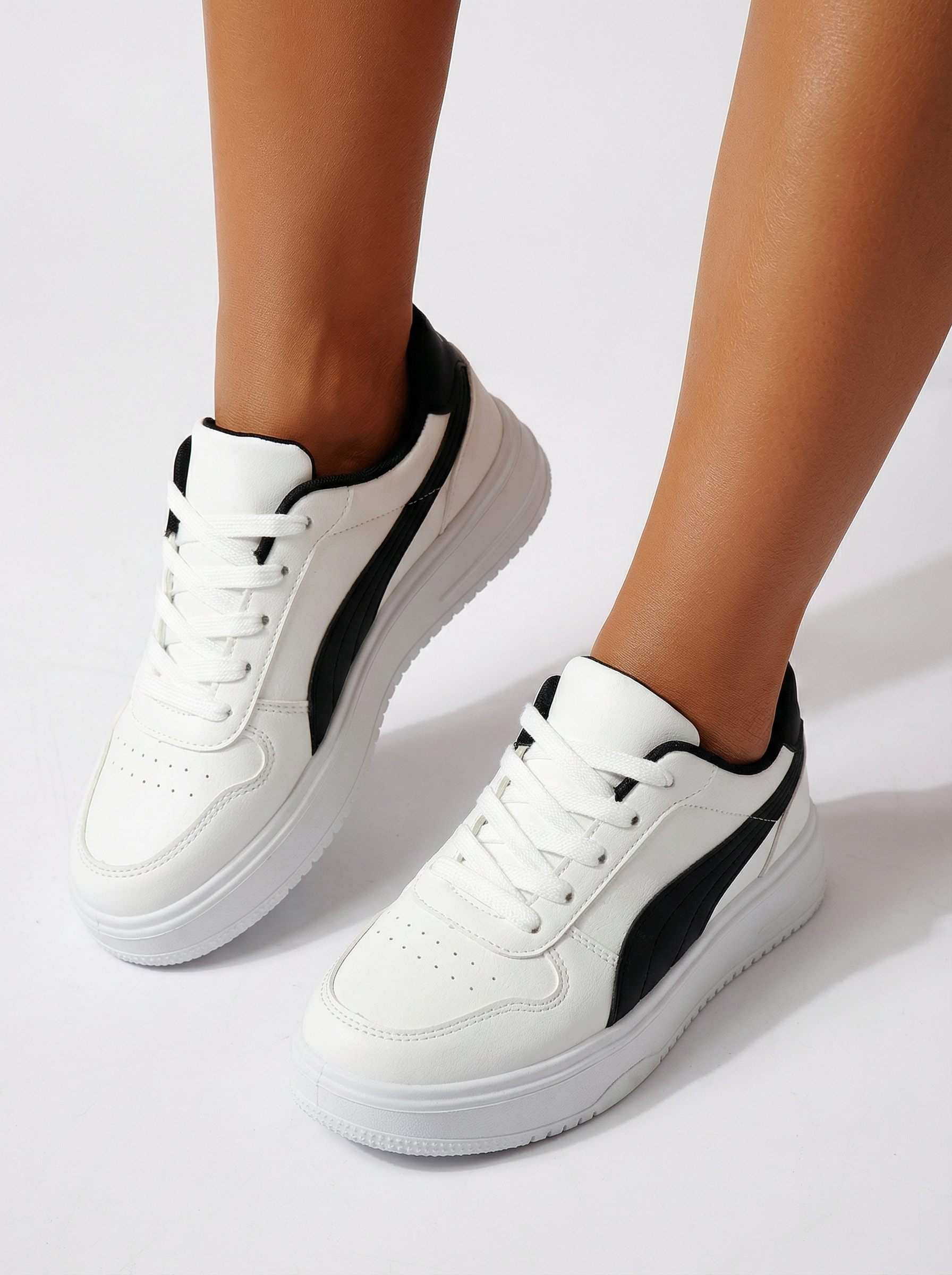 Adidasi dama albi din piele ecologica Natalia #24500