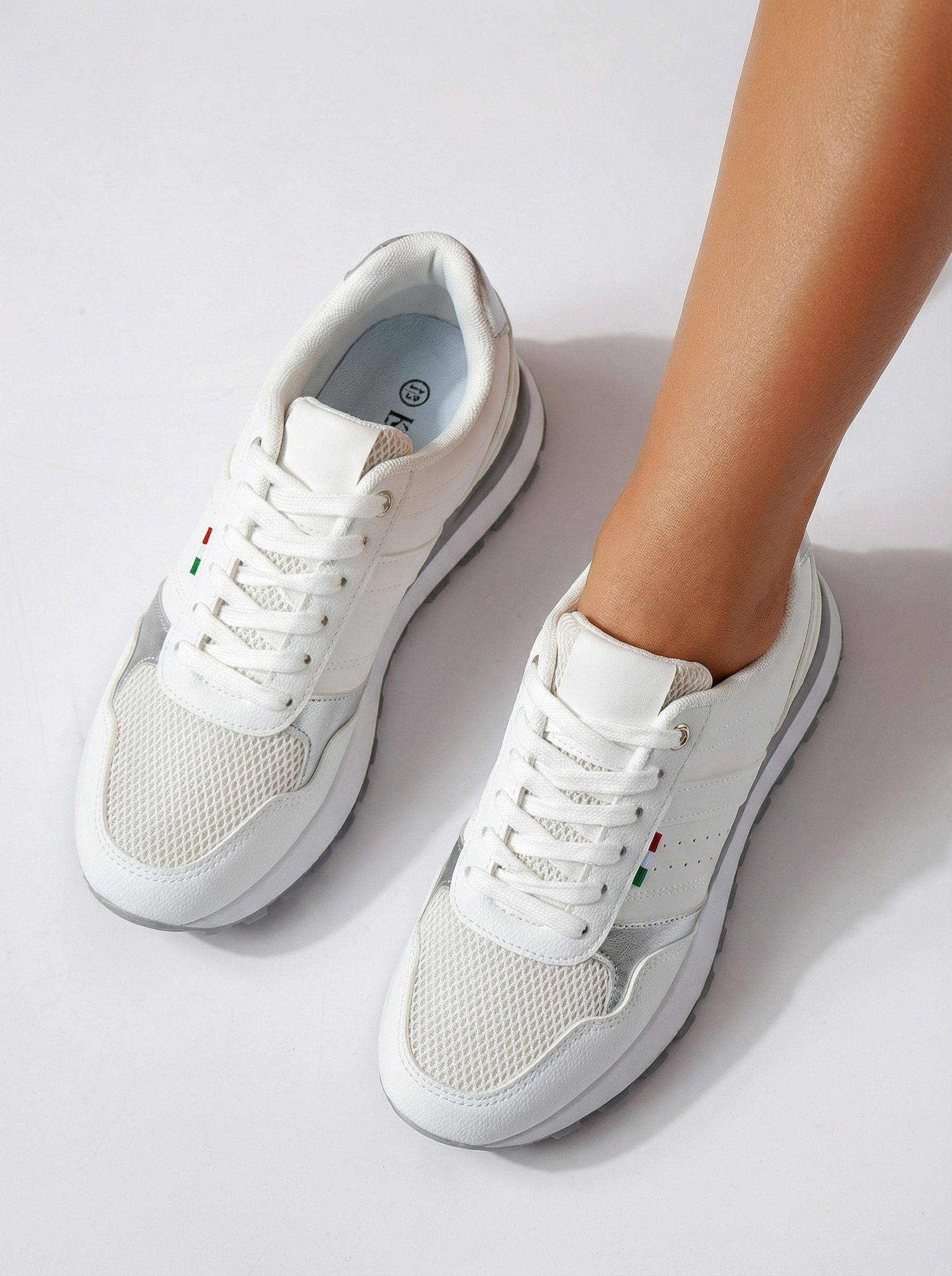 Adidasi dama albi din piele ecologica Zhanna #24507