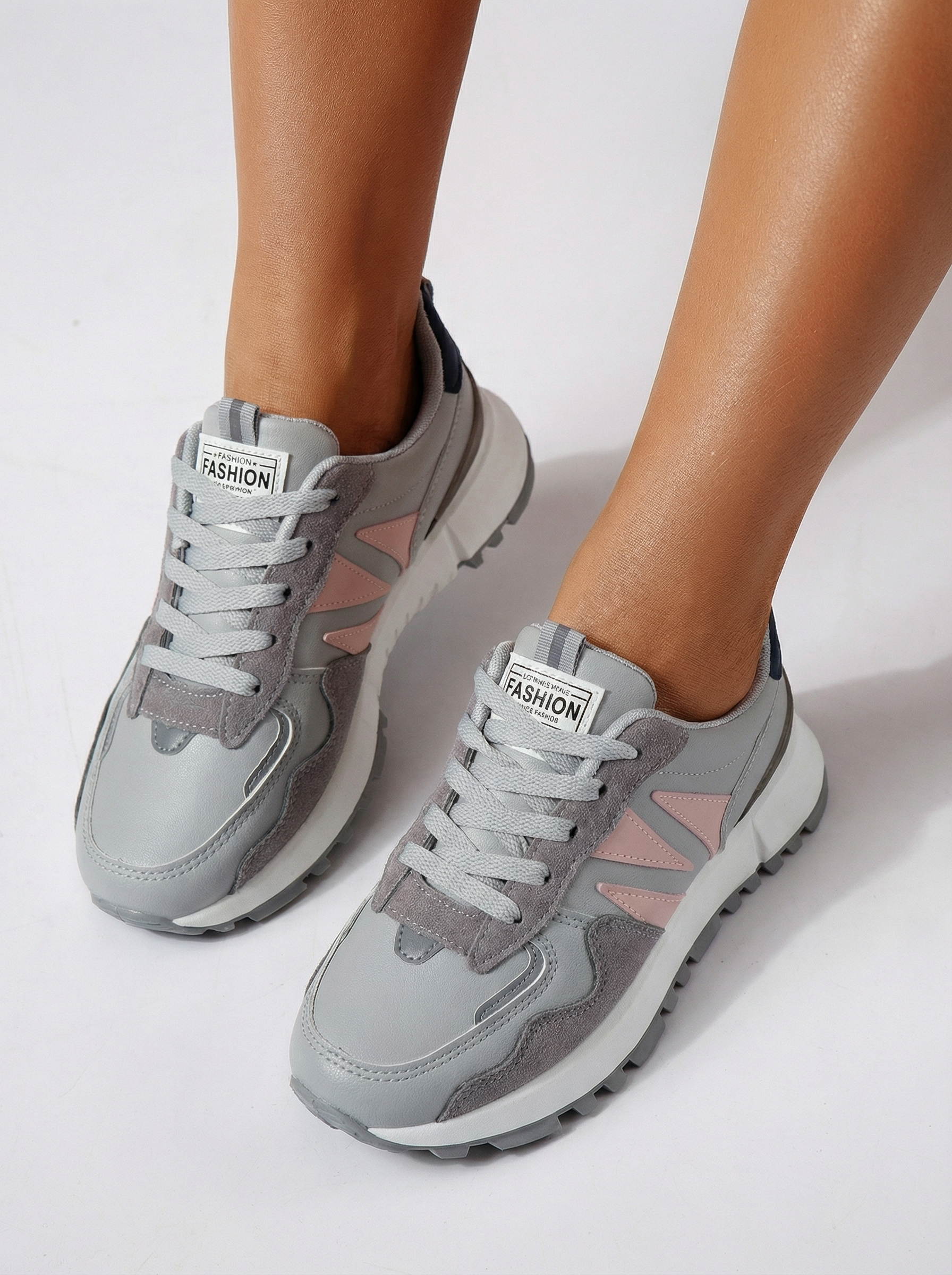 Adidasi dama gri din piele ecologica Kalina #24505