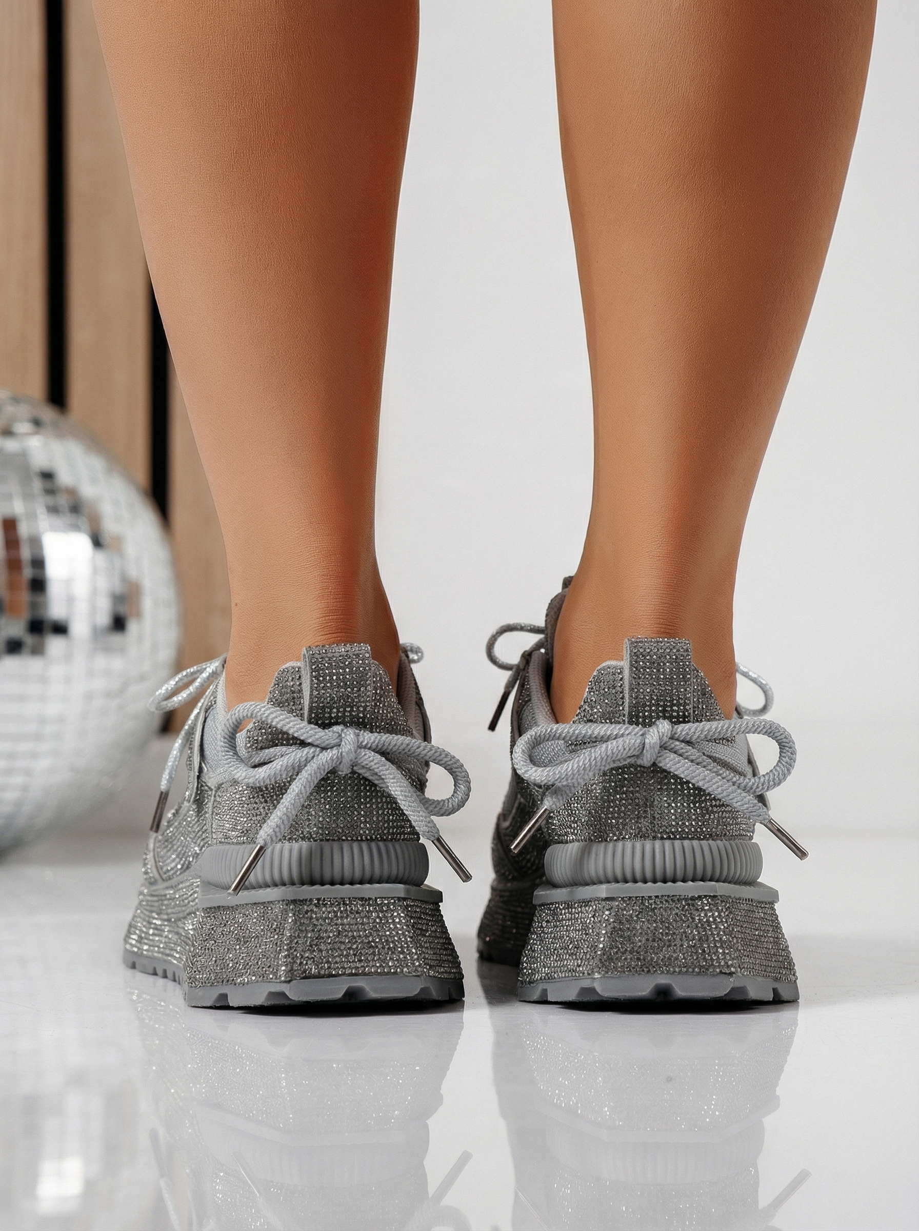 Adidasi dama gri din material textil Ester #24510