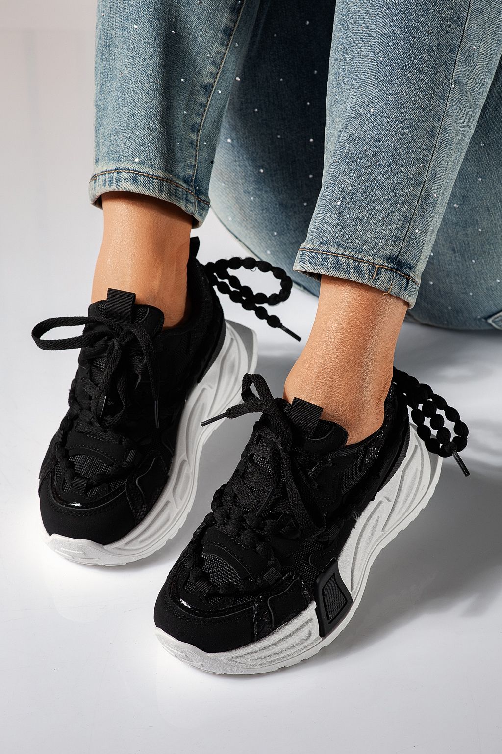 Adidasi dama negri din piele ecologica Maddy #24530