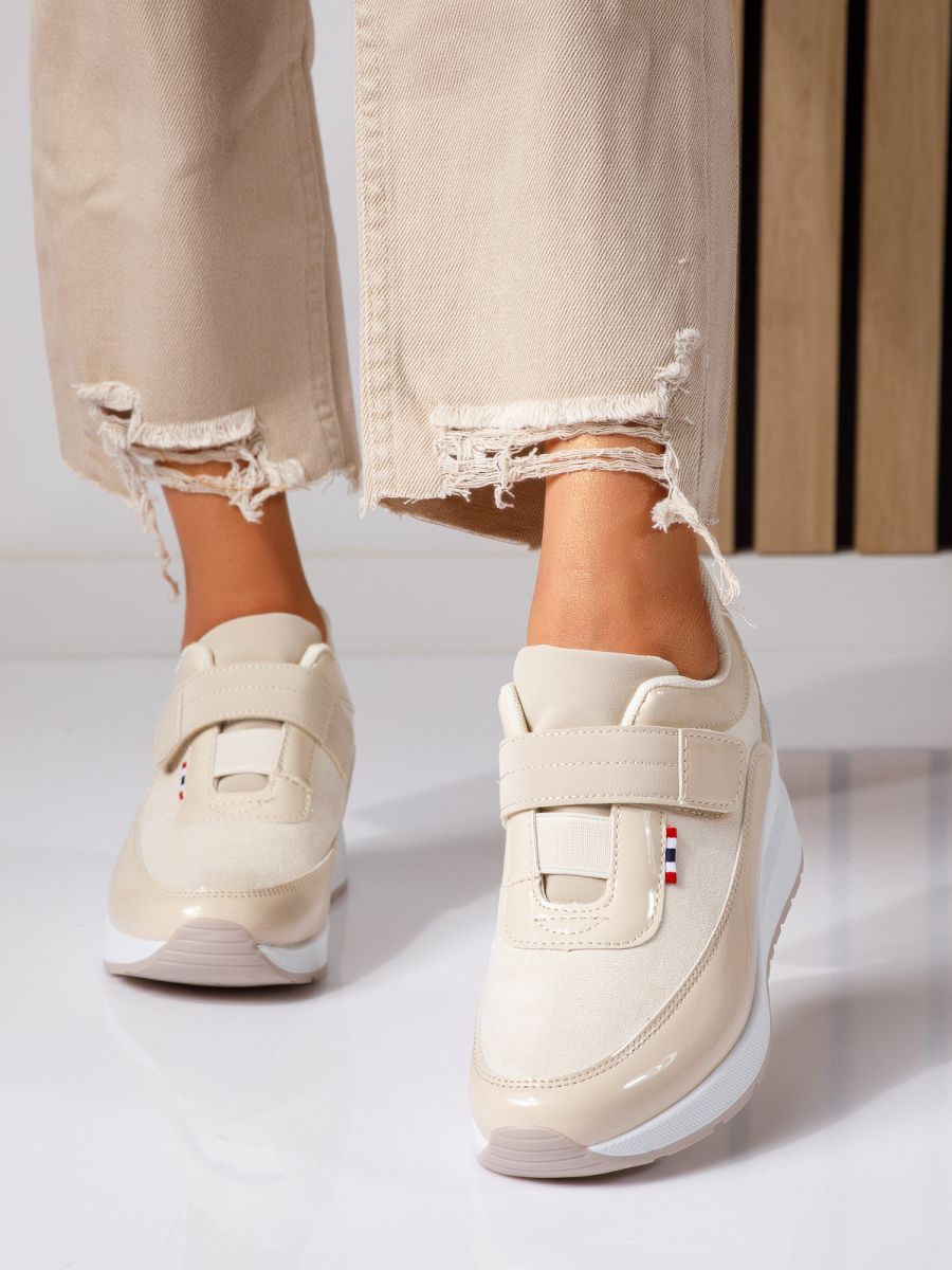 Adidasi dama cu platforma bej din piele ecologica Anais #24536