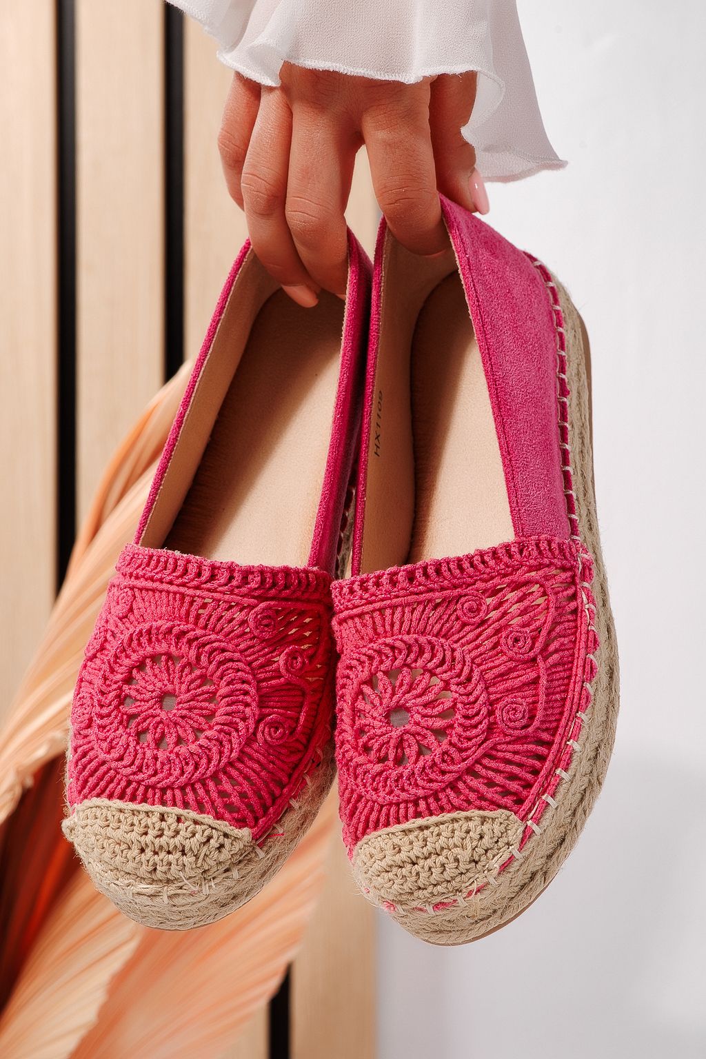Espadrile dama fucsia din piele ecologica intoarsa  Emma #24538