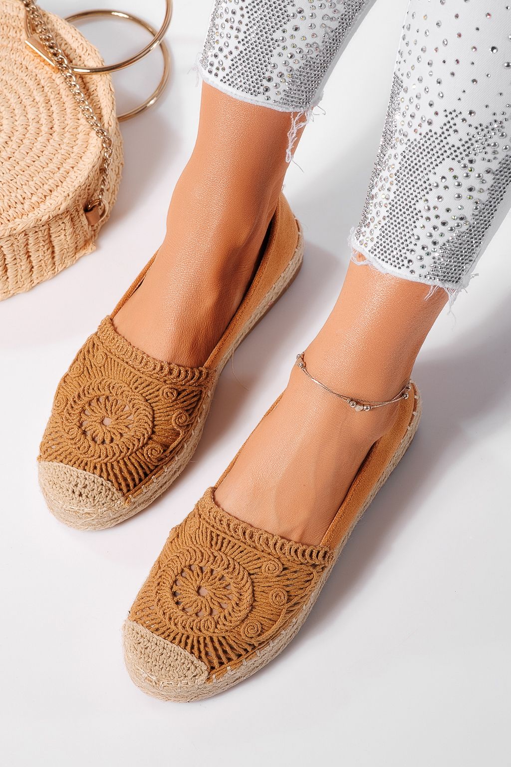 Espadrile dama maro din piele ecologica intoarsa Emma #24539