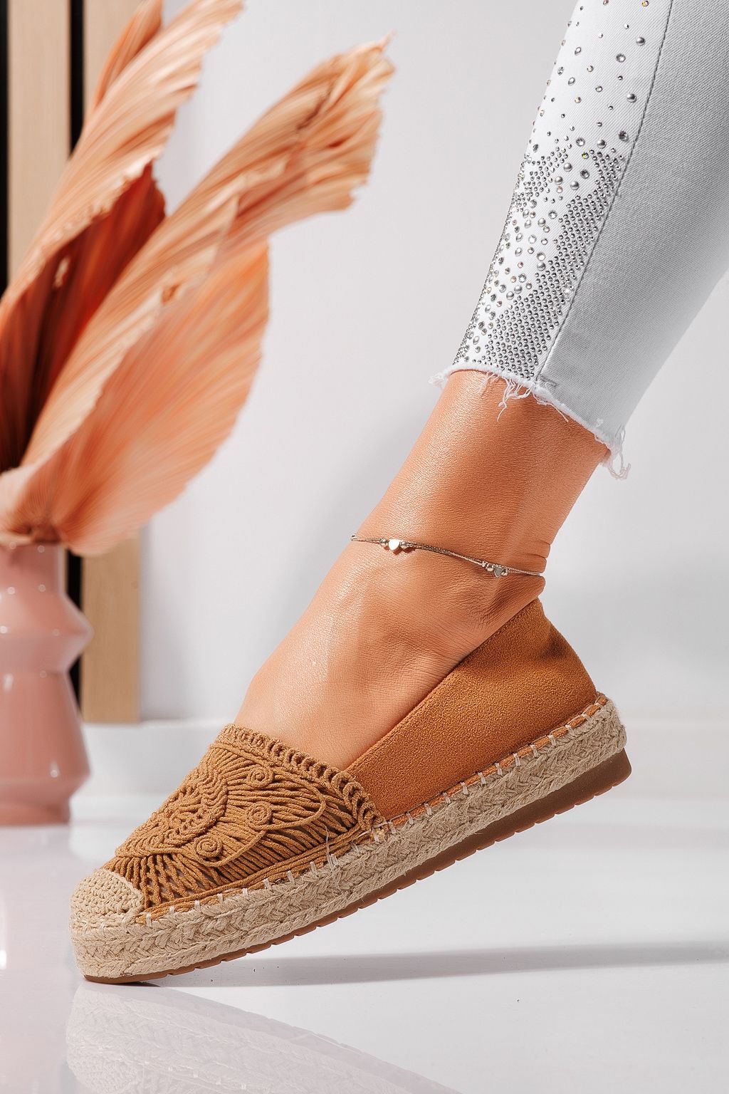 Espadrile dama maro din piele ecologica intoarsa Emma #24539